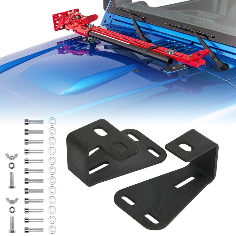 SKTYANTS High Lift Jack Mount Hood Brackets Lockable Mounting Compatible with Wrangler CJ 1944-1986/TJ 1997-2006/ YJ 1987-1995 Black 1 Pair - Image 1